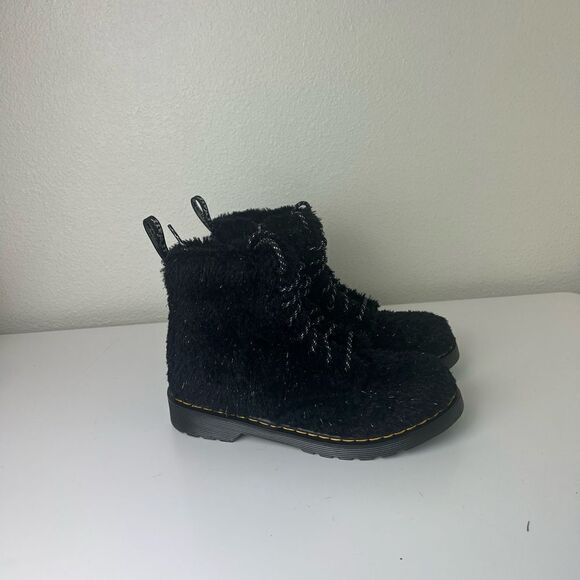 Dr Martens 1460 Pascal J Black Tinsel Fur Boots size4 new - Picture 1 of 7